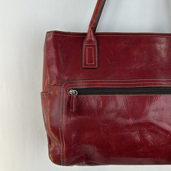 Fossil Red Leather Shoulder Tote Bag - Picture 2 of 9